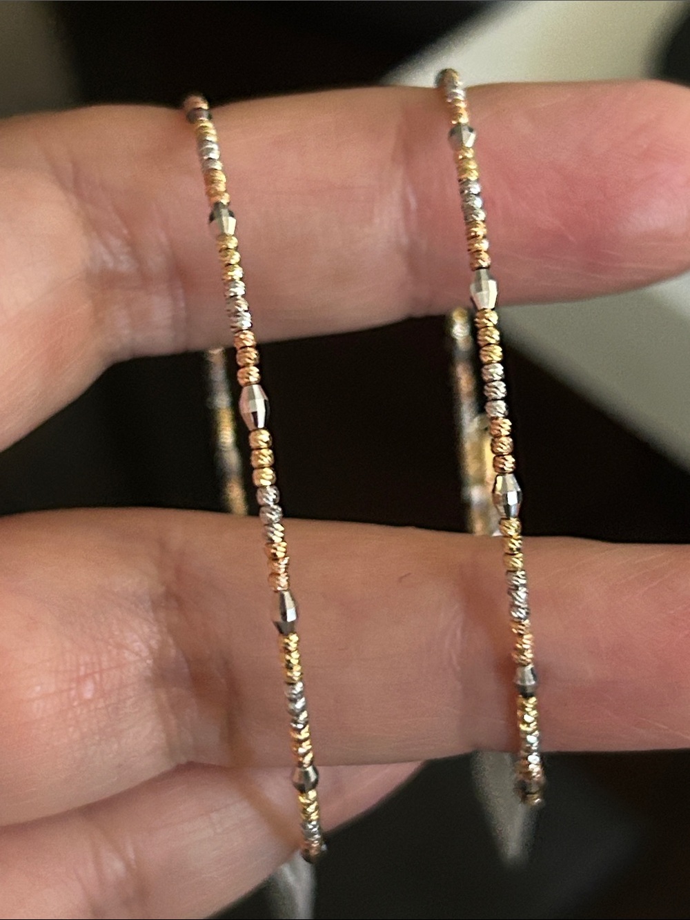 18k Gold Two-Tone Beaded Bracelet - Price per item.